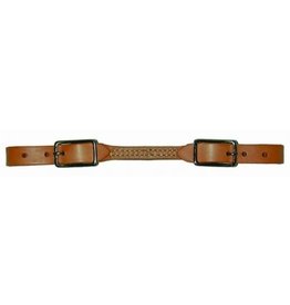 15-346 Curb Strap Leather 2 Buckle Sewn