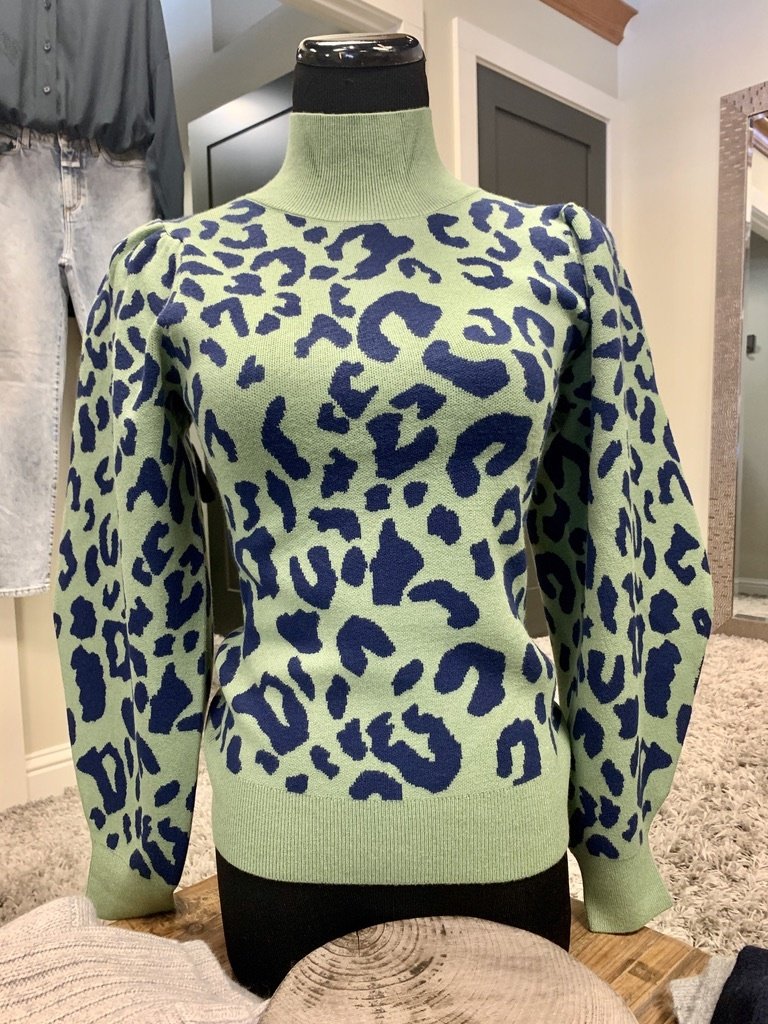 cheetah print mock neck
