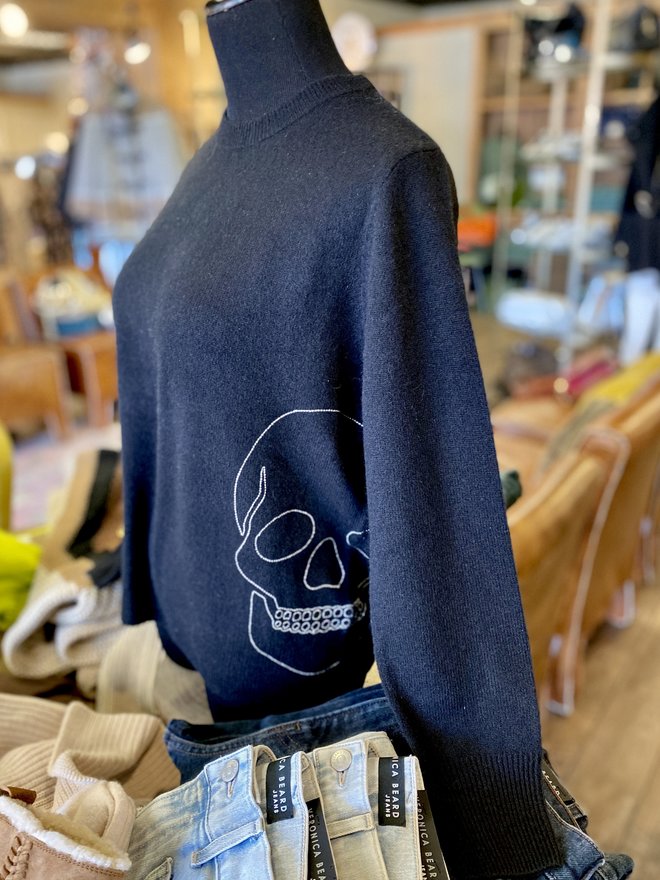 fuzzy skull sweater