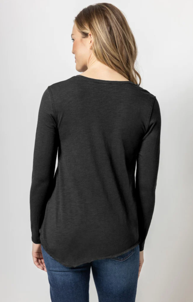 LILLA P ASYMETRICAL HEM V-NECK