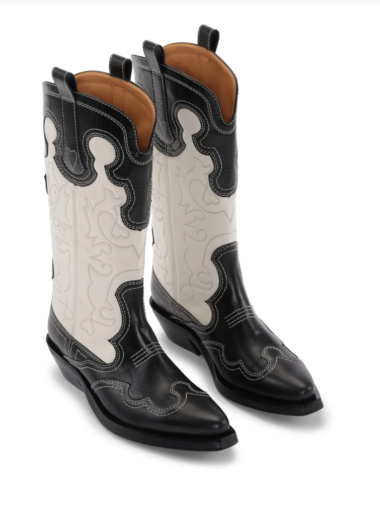 GANNI MID SHAFT EMBROIDERED WESTERN BOOT