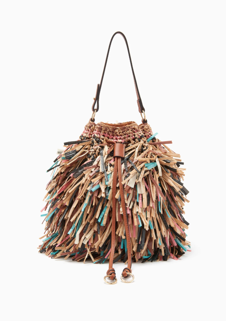 ULLA JOHNSON GIGI FRINGE DRAWSTRING BAG MULTI