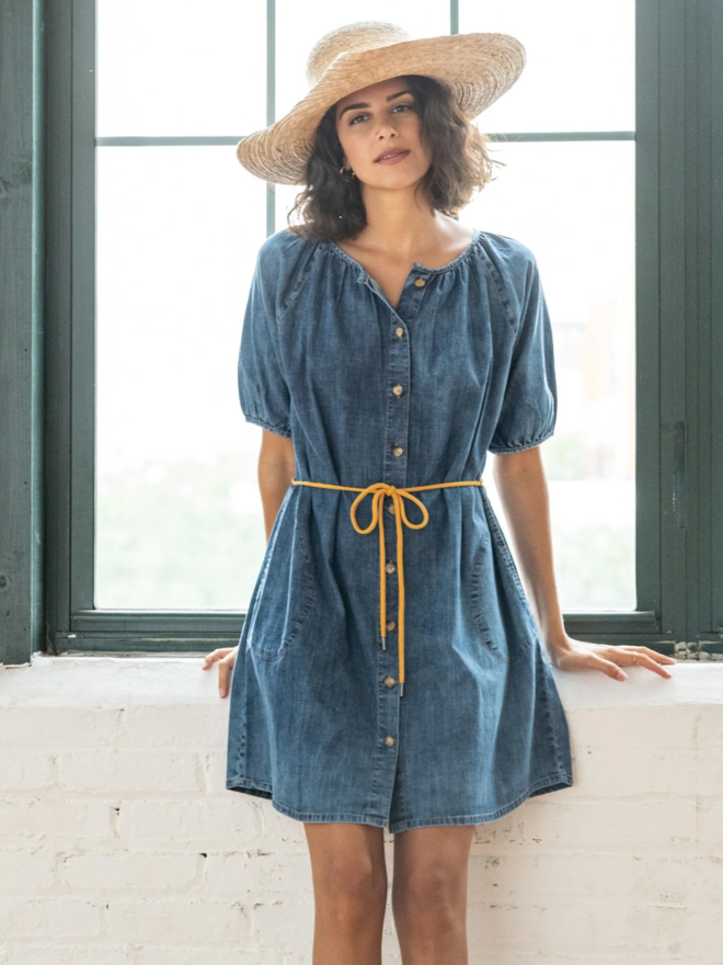 リバーシブルタイプ 45R 藍いろいろギャザーDRESS 新品未使用品