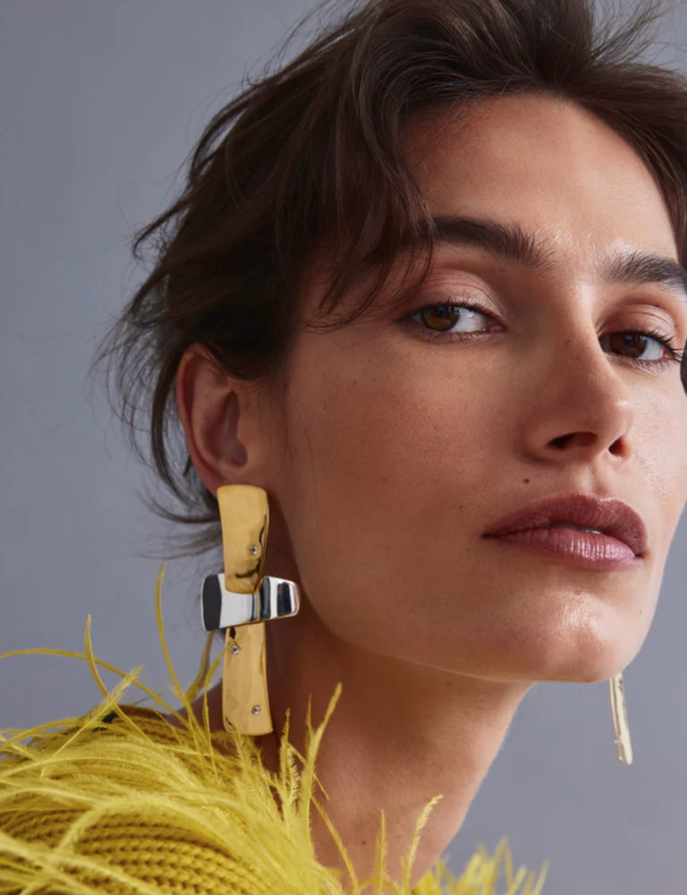 LIZZIE FORTUNATO ERNESTO EARRINGS IN GOLD/SILVER