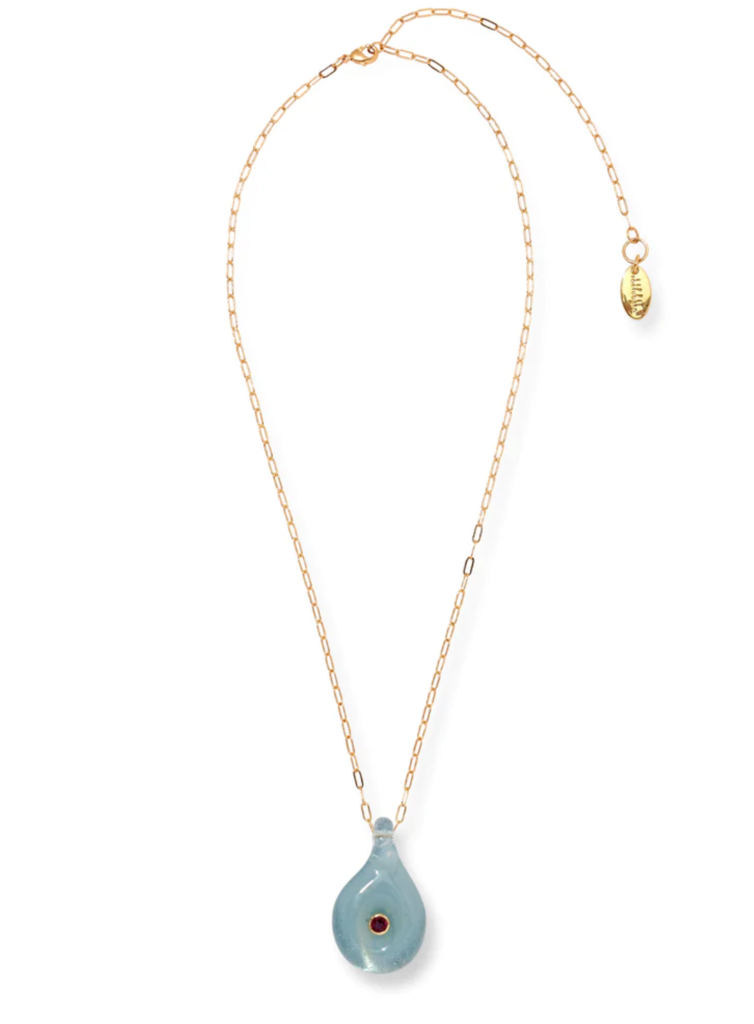 LIZZIE FORTUNATO MUSE PENDANT NECKLACE IN RAIN BLUE/GRAY