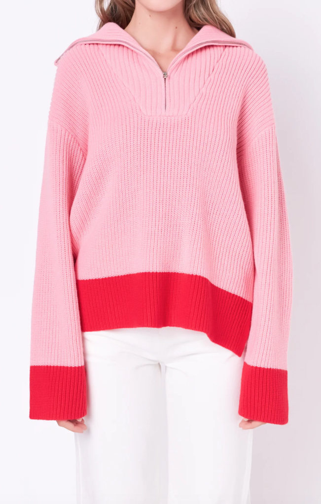 ENGLISH FACTORY ZIP PULLOVER SWEATER