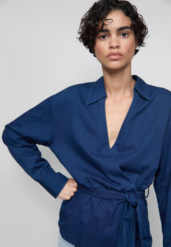 Belted wrap blouse new arrivals