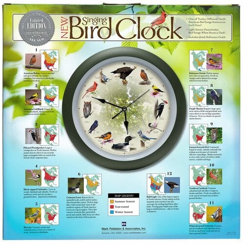 20th Anniversary Singing Bird Clock 13"