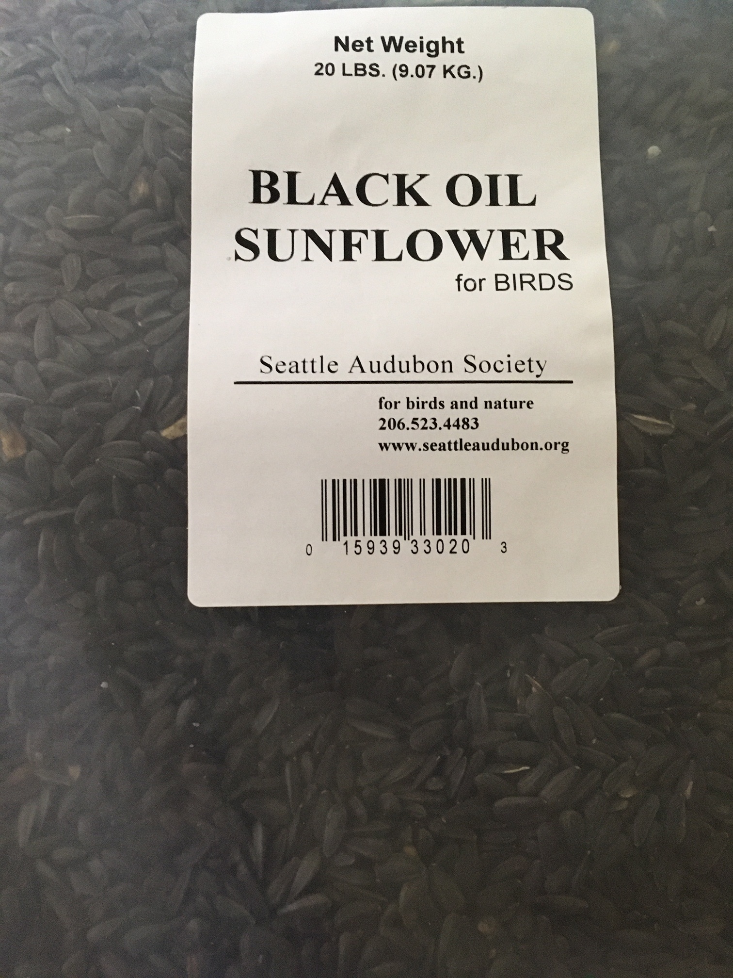 SUNFLOWER SEED, BLACKOIL, 20 LB Birds Connect Seattle Nature Shop