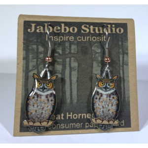 jabebo GREAT HORNED OWL EARRINGS