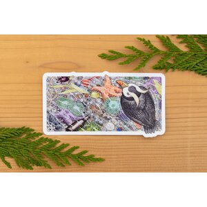 laurel mundy Tufted Puffin Flying 3" Vinyl Sticker