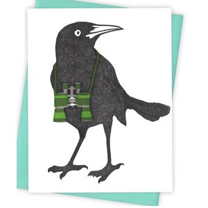 Birdwatching grackle card