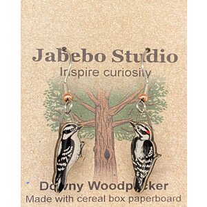 jabebo DOWNY WOODPECKER EARRINGS