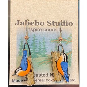jabebo RED-BREASTED NUTHATCH EARRINGS