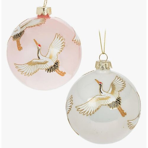 Flying Crane Ball Ornament - Pink