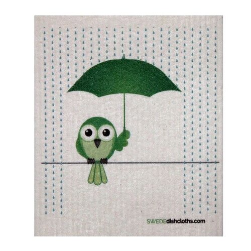 SWEDEdishcloths Greenbird in the Rain