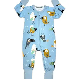 Birds, Blue Baby Pajamas - Newborn