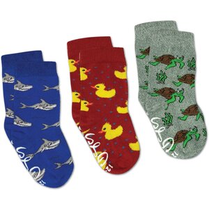 Good Luck Sock Three Pack Rubber Ducks, Sharks and Turtles Kids Socks 0-12 months