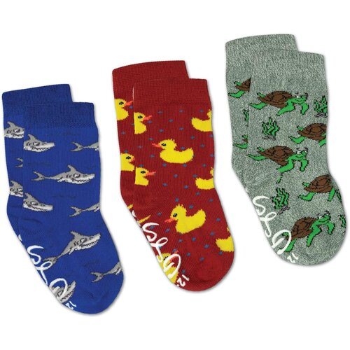 Good Luck Sock Three Pack Rubber Ducks, Sharks and Turtles Kids Socks 0-12 months