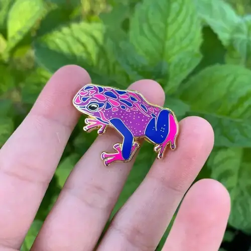 owl & bear Bisexual Pride Frog Enamel Pin