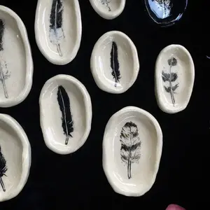 Keven Craft Rituals 1-2" Hawk Feather Ceramic Tray
