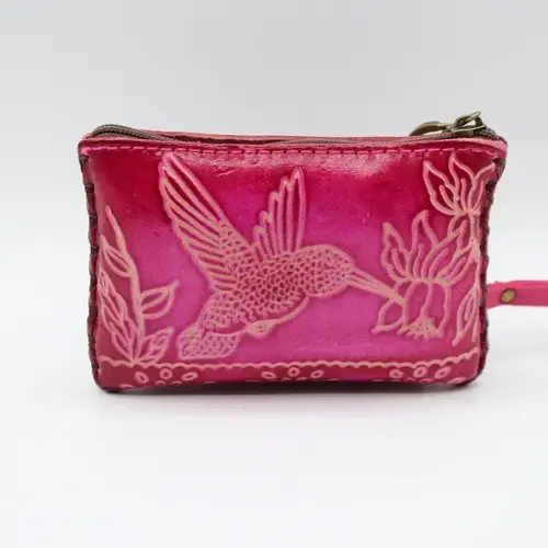 Sunflower Handmade Leather Leather Hummingbird Coin Purse