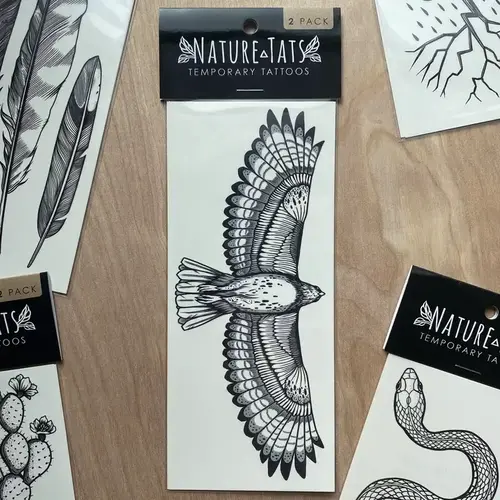 Nature Tats Hawk Temporary Tattoo