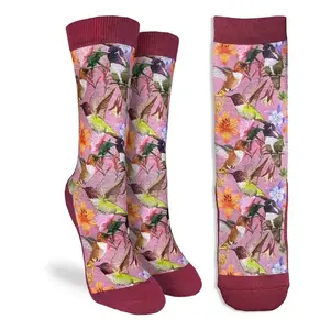 Good Luck Sock Women's Hummingbirds and Flowers Socks