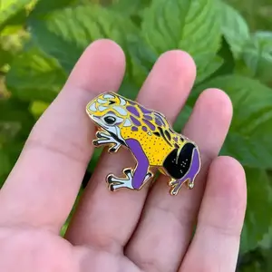 owl & bear Non-Binary Pride Frog Pin