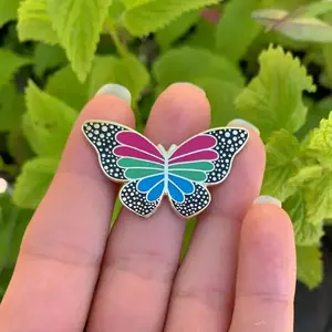 owl & bear Polysexual Pride Butterfly Pin