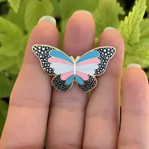 owl & bear Trans Pride Butterfly Pin