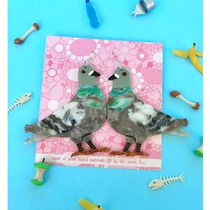 The Peach Fuzz Pigeon Earrings
