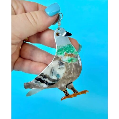 The Peach Fuzz Pigeon Earrings
