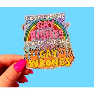 The Peach Fuzz Gay Wrongs Glitter Sticker
