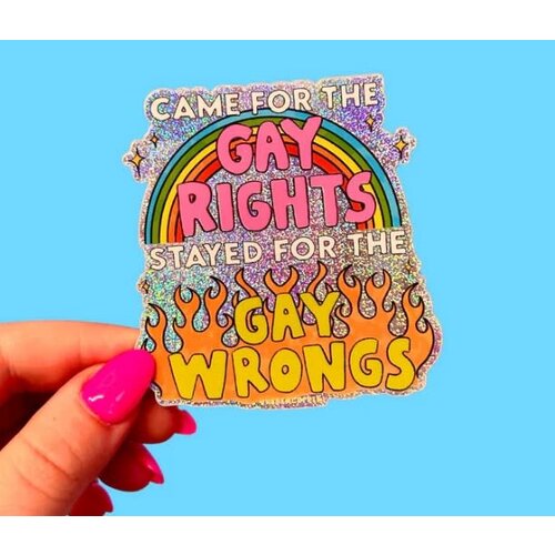 The Peach Fuzz Gay Wrongs Glitter Sticker The Peach Fuzz Gay Wrongs Glitter Sticker