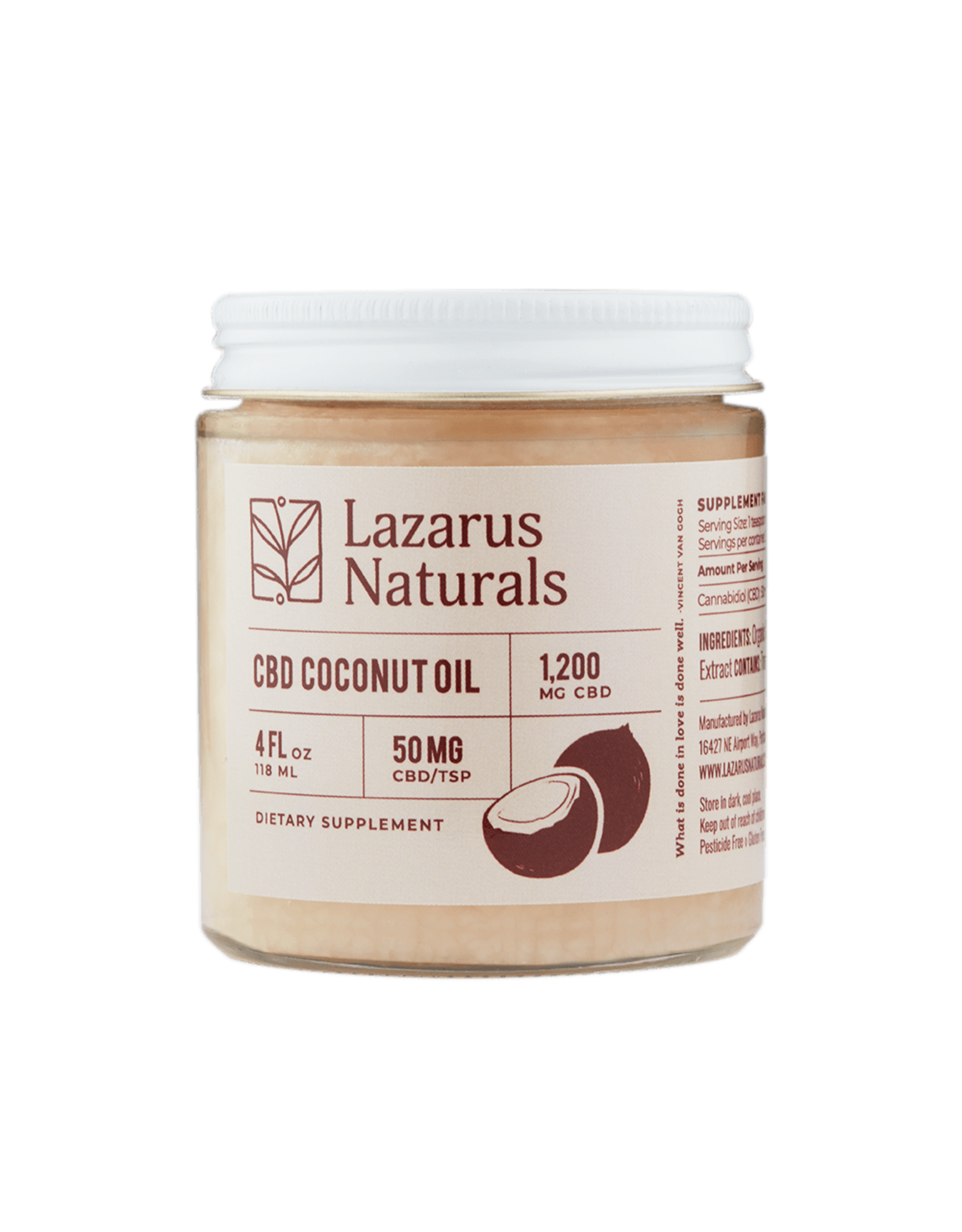 Lazarus Naturals Lazarus Naturals 1200mg CBD Coconut Oil 4 fl oz