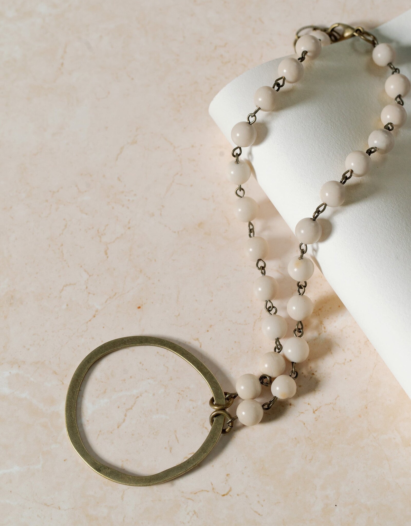 Cobblestone-Living Cobblestone-Living Selena Beaded Chain w/Circle Pendant Necklace