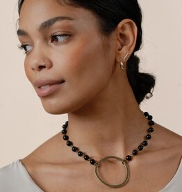 Cobblestone-Living Cobblestone-Living Selena Beaded Chain w/Circle Pendant Necklace