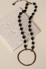 Cobblestone-Living Cobblestone-Living Selena Beaded Chain w/Circle Pendant Necklace Cobblestone-Living Cobblestone-Living Selena Beaded Chain w/Circle Pendant Necklace