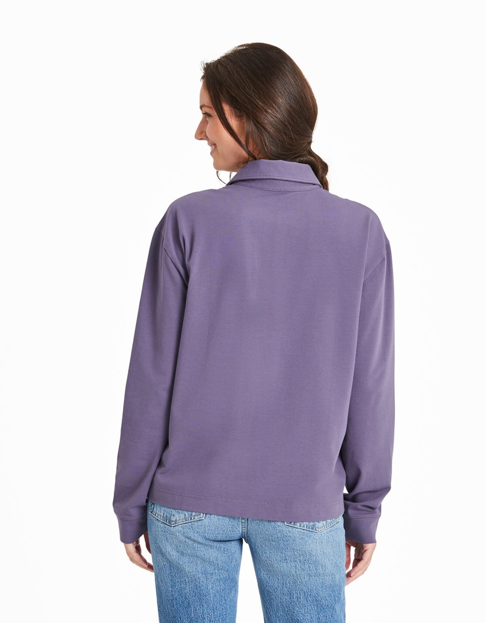 Life is Good Life is good W Crusher -Flex Collared Pull on Solid Shirt