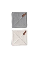 Creative Co-Op-8" Square Cotton Pot Holder w Leather Loop, 2 Colors