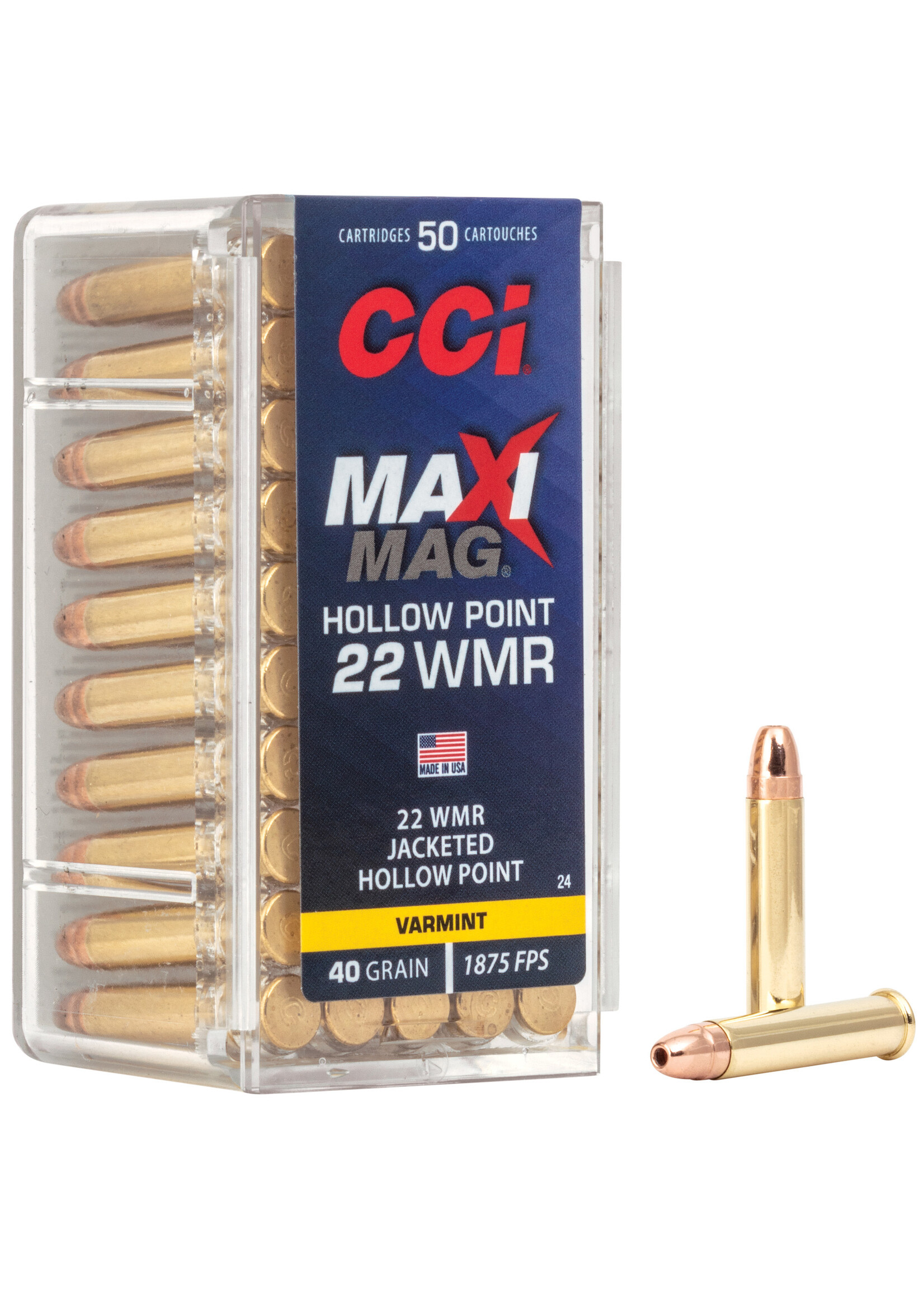 CCI .22 WMR MAXI-MAG 44GR JHP VARMINT 50RD BOX