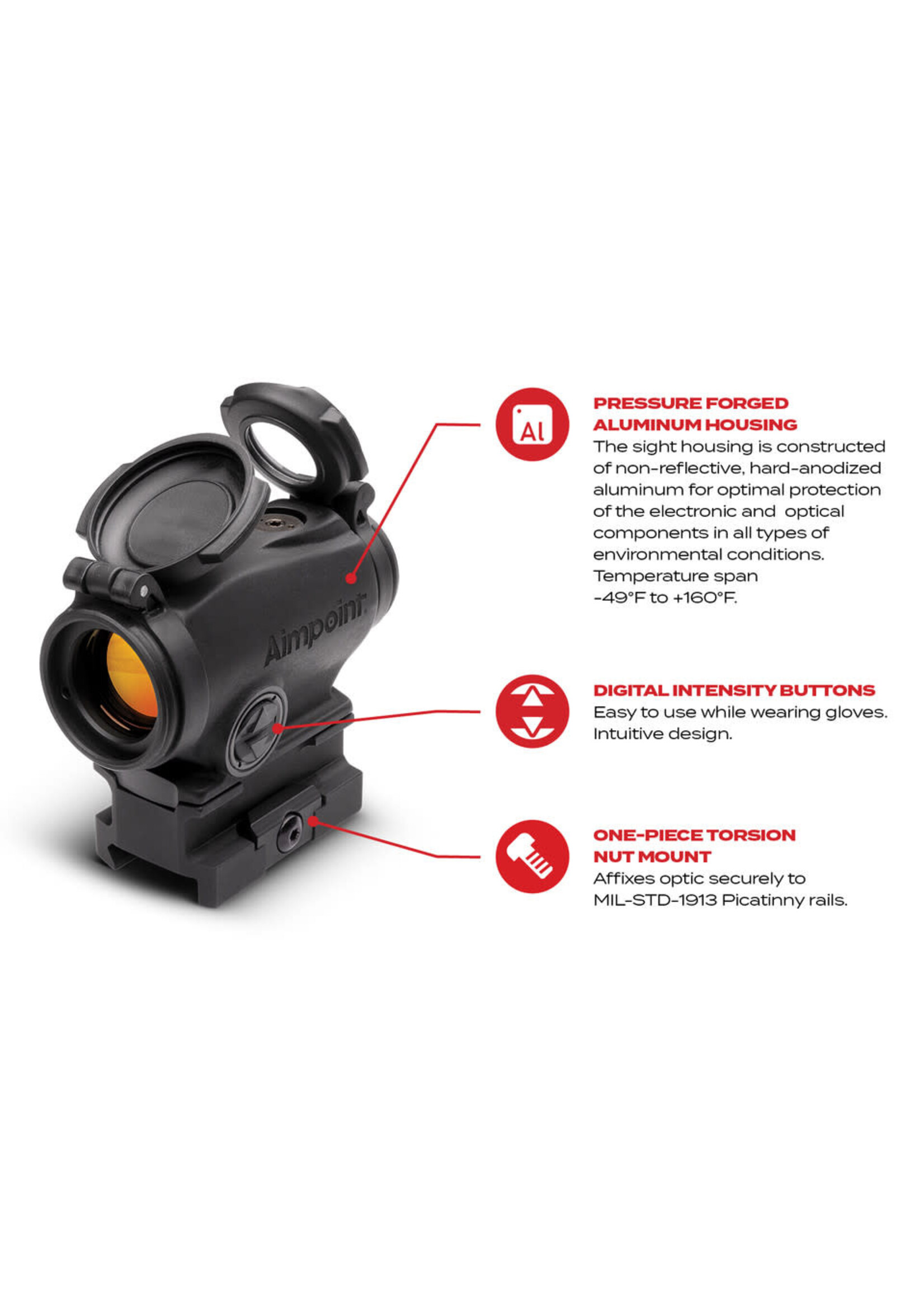 AIMPOINT DUTY RDS RED DOT SIGHT - ONE-PIECE TORSION NUT MOUNT, 39MM