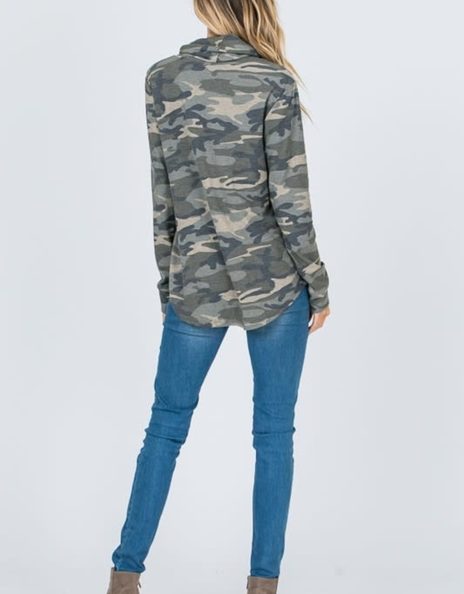 camo cowl neck sweatshirt