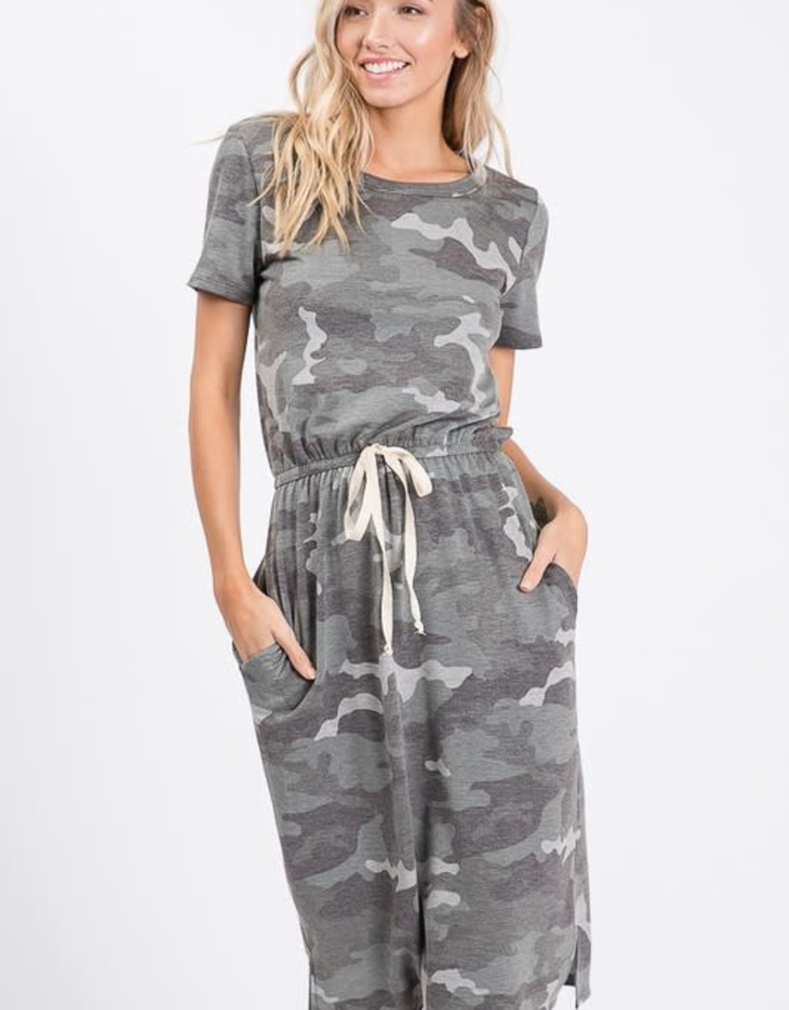 camouflage midi dress
