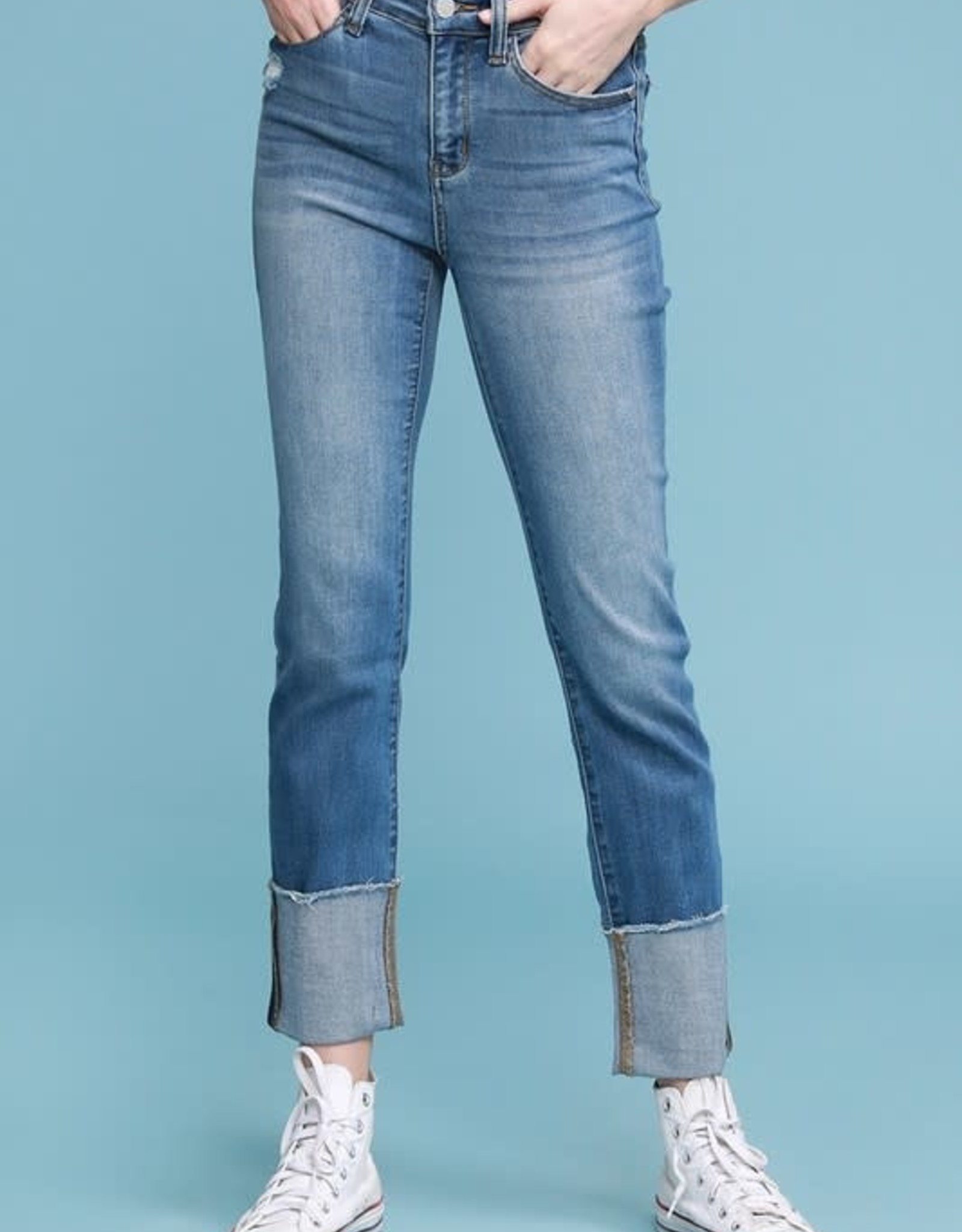 blue cuffed jeans