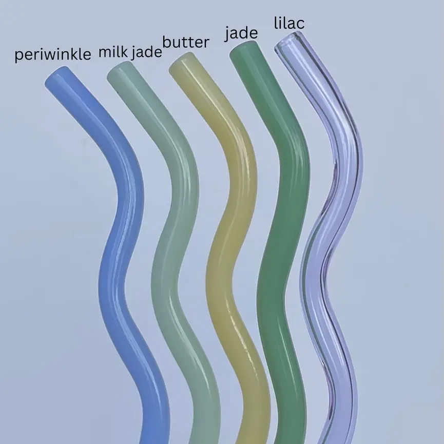 Wavy Colorful Glass Straw