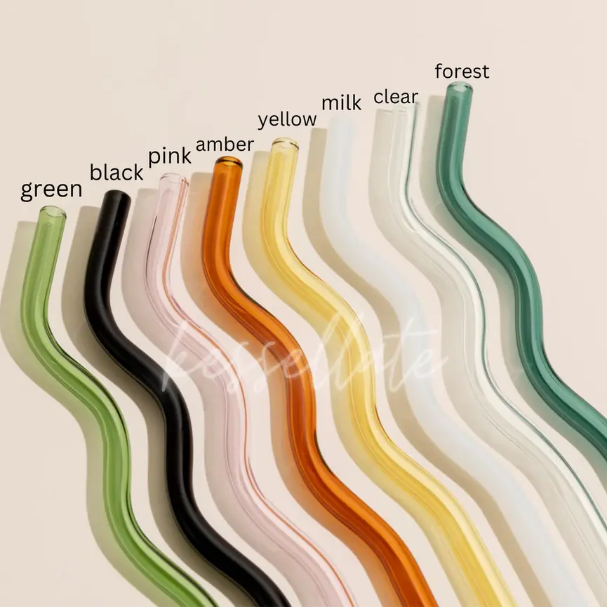 Wavy Colorful Glass Straw