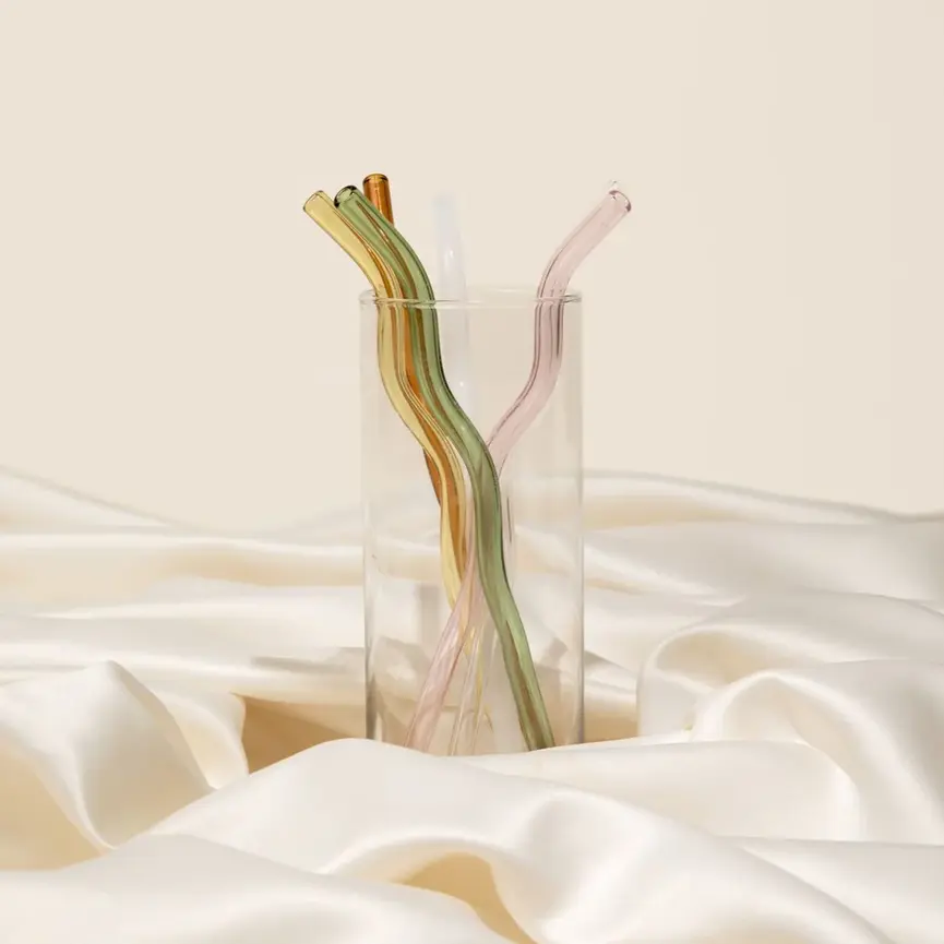 Wavy Colorful Glass Straw