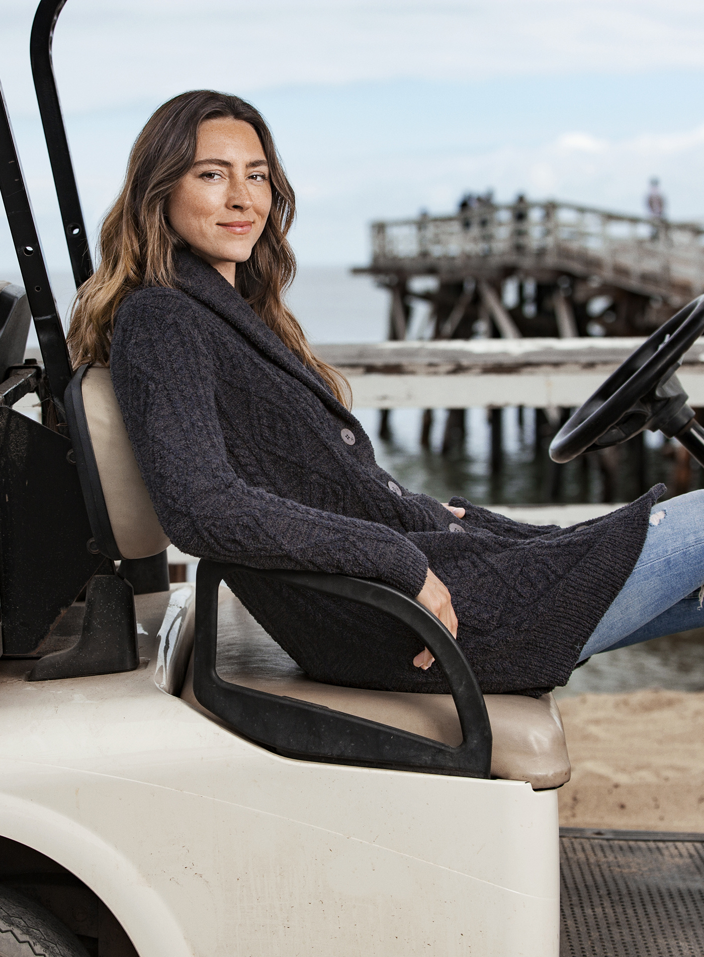 barefoot dreams aran cardigan